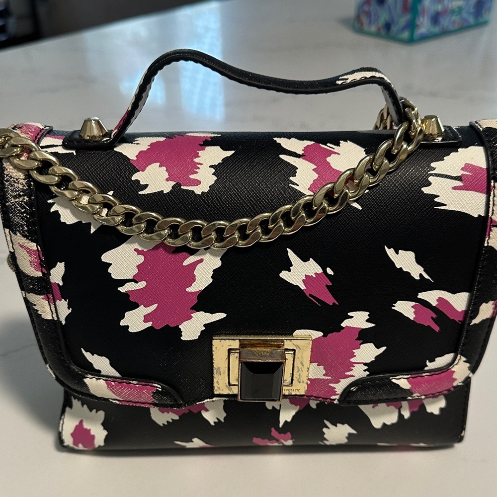 Juicy Couture Black and Pink Patterned Crossbody Bag